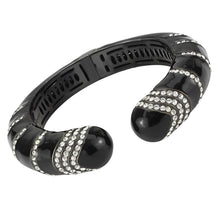 Load image into Gallery viewer, LO4324 - TIN Cobalt Black Brass Bangle with Top Grade Crystal  in Clear