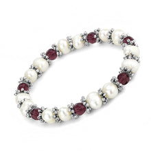 Load image into Gallery viewer, LO4654 - Antique Silver White Metal Bracelet with Synthetic Pearl in Fuchsia