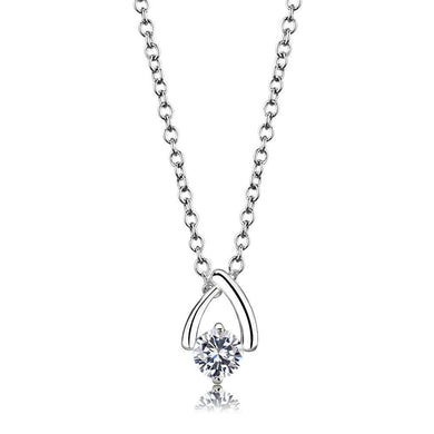 LO4692 - Silver+ e-coating Brass Chain Pendant with AAA Grade CZ  in Clear