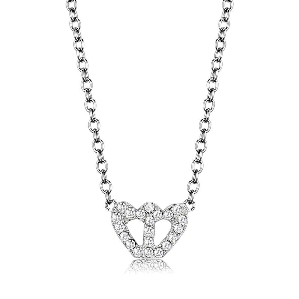 LO4694 - Rhodium Brass Necklace with Top Grade Crystal  in Clear