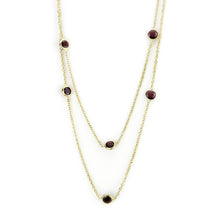 Load image into Gallery viewer, LO4702 - Gold Brass Necklace with AAA Grade CZ  in Garnet