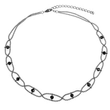 Load image into Gallery viewer, LO4723 - Ruthenium White Metal Necklace with Synthetic Synthetic Glass in Jet