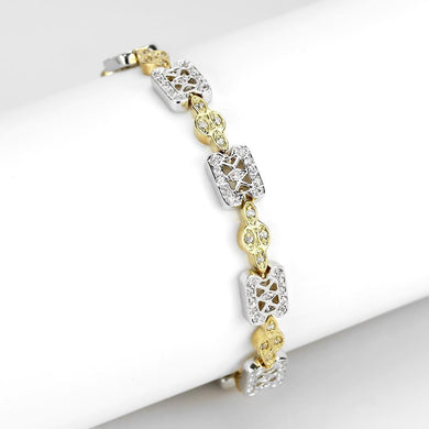LO4741 - Gold+Rhodium Brass Bracelet with AAA Grade CZ  in Clear