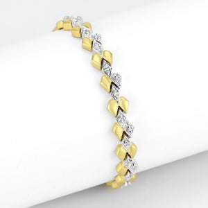 LO4743 Gold+Rhodium Brass Bracelet with AAA Grade CZ in Clear