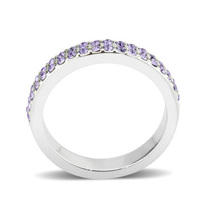 LO4761 - Rhodium Brass Ring with Top Grade Crystal in Tanzanite