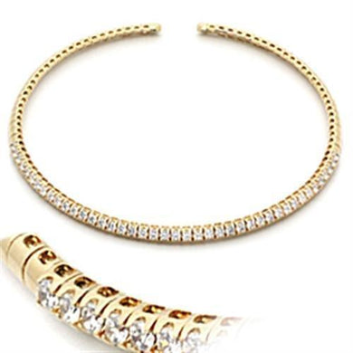LO830 - Gold Brass Necklace with AAA Grade CZ  in Clear