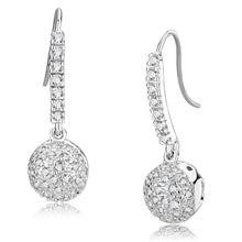 Load image into Gallery viewer, LO893 - Rhodium Brass Earrings with AAA Grade CZ  in Clear