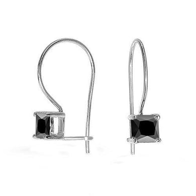 LOA1306 - Rhodium Brass Earrings with AAA Grade CZ  in Garnet