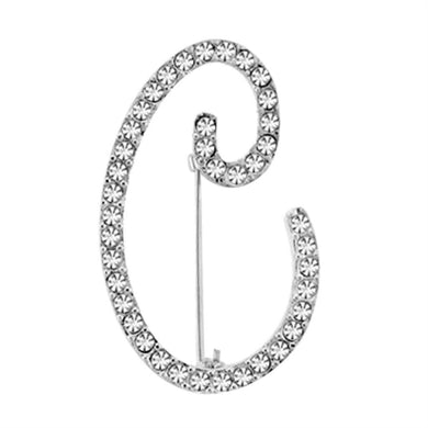 LOA1361 - Rhodium Brass Brooches with Top Grade Crystal  in Clear