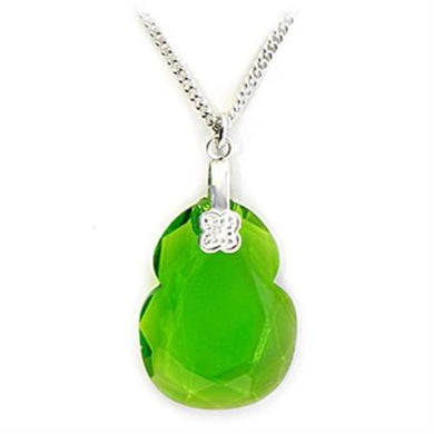 LOA161 - Rhodium Brass Chain Pendant with Synthetic Spinel in Peridot