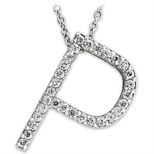 LOA263 - High-Polished 925 Sterling Silver Pendant with AAA Grade CZ  in Clear