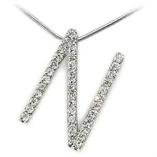 LOA268 - High-Polished 925 Sterling Silver Pendant with AAA Grade CZ  in Clear