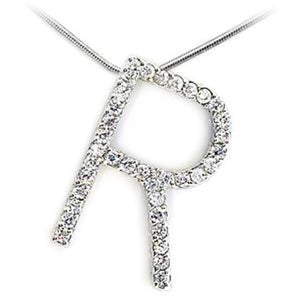 LOA269 - High-Polished 925 Sterling Silver Pendant with AAA Grade CZ  in Clear