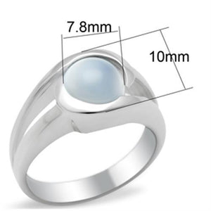 LOA447 - High-Polished 925 Sterling Silver Ring with Synthetic Glass Bead in Multi Color