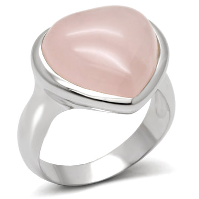 LOA512 Rhodium 925 Sterling Silver Ring with Precious Stone in Light Rose