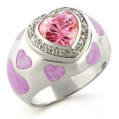 LOA517 - High-Polished 925 Sterling Silver Ring with AAA Grade CZ  in Rose