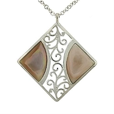 LOA532 - High-Polished 925 Sterling Silver Chain Pendant with Precious Stone Conch in Rose