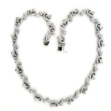 LOA558 - Rhodium 925 Sterling Silver Necklace with AAA Grade CZ  in Clear
