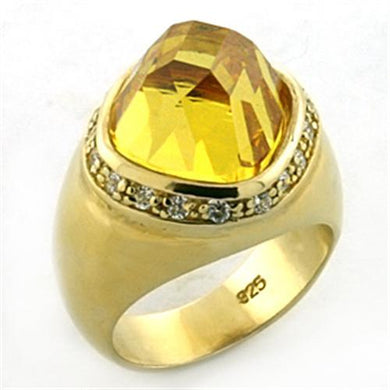 LOA639 - Gold 925 Sterling Silver Ring with AAA Grade CZ  in Citrine