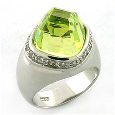 LOA640 - Rhodium 925 Sterling Silver Ring with AAA Grade CZ  in Apple Green color