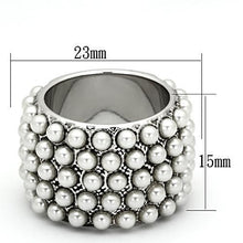 Load image into Gallery viewer, LOA832 - Rhodium Brass Ring with Synthetic Pearl in White