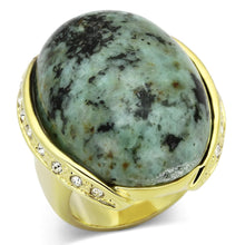 Load image into Gallery viewer, LOA844 - Gold Brass Ring with Semi-Precious Turquoise in Sea Blue
