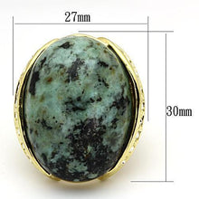 Load image into Gallery viewer, LOA844 - Gold Brass Ring with Semi-Precious Turquoise in Sea Blue