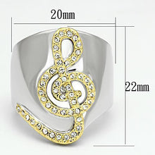 Load image into Gallery viewer, LOA857 - Reverse Two-Tone Brass Ring with Top Grade Crystal  in Clear