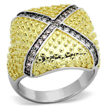 Load image into Gallery viewer, LOA878 - Rhodium+Gold+ Ruthenium Brass Ring with AAA Grade CZ  in Rose