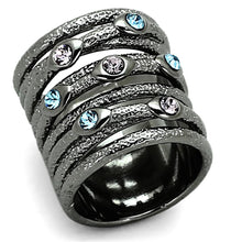 Load image into Gallery viewer, LOA883 - Ruthenium Brass Ring with Top Grade Crystal  in Multi Color