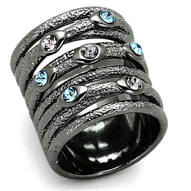 LOA883 - Ruthenium Brass Ring with Top Grade Crystal  in Multi Color
