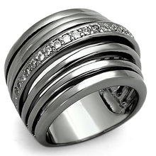 Load image into Gallery viewer, LOA893 Ruthenium Brass Ring with AAA Grade CZ in Clear