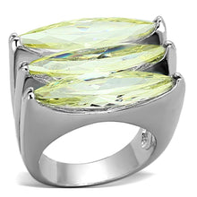 Load image into Gallery viewer, LOA916 - Rhodium Brass Ring with AAA Grade CZ  in Apple Green color