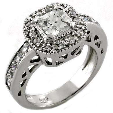 LOAS1033 - Rhodium 925 Sterling Silver Ring with AAA Grade CZ  in Clear