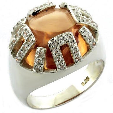 LOAS1039 - Rhodium 925 Sterling Silver Ring with AAA Grade CZ  in Champagne