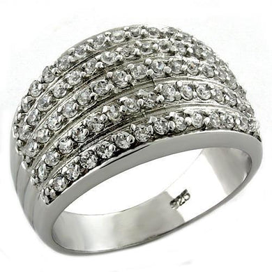 LOAS1048 Rhodium 925 Sterling Silver Ring with AAA Grade CZ in Clear