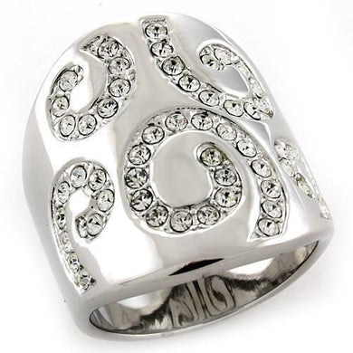 LOAS1074 - Rhodium 925 Sterling Silver Ring with Top Grade Crystal  in Clear