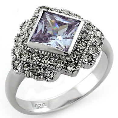 LOAS1096 - Rhodium 925 Sterling Silver Ring with AAA Grade CZ  in Light Amethyst