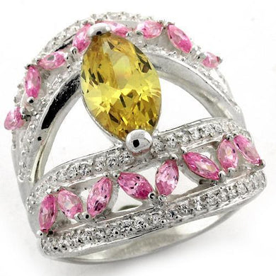 LOAS1101 - High-Polished 925 Sterling Silver Ring with AAA Grade CZ  in Citrine