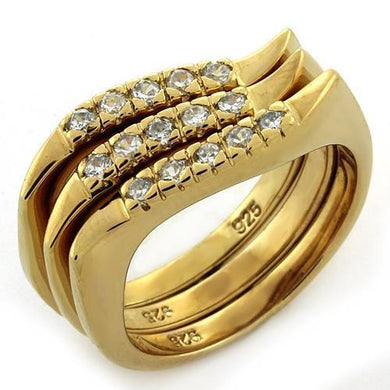 LOAS1150 - Gold 925 Sterling Silver Ring with AAA Grade CZ  in Clear