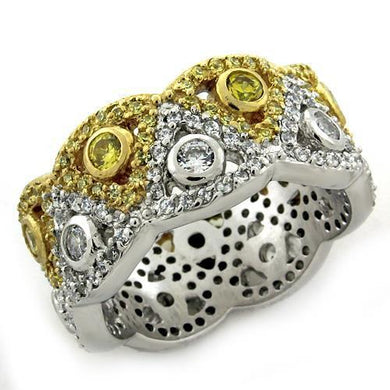 LOAS1151 - Gold+Rhodium 925 Sterling Silver Ring with AAA Grade CZ  in Multi Color