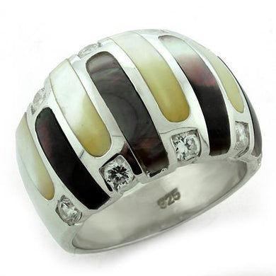 LOAS1167 - High-Polished 925 Sterling Silver Ring with Precious Stone Conch in Multi Color
