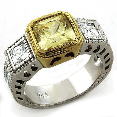 LOAS1209 - Gold+Rhodium 925 Sterling Silver Ring with AAA Grade CZ  in Citrine