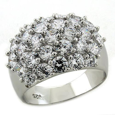 LOAS1303 Rhodium 925 Sterling Silver Ring with AAA Grade CZ in Clear