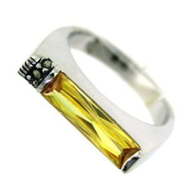 LOAS724 - Rhodium 925 Sterling Silver Ring with AAA Grade CZ  in Citrine