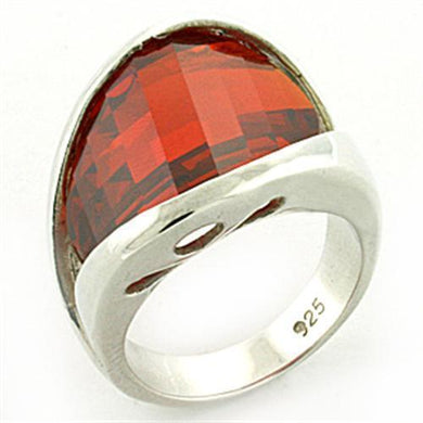 LOAS773 - Rhodium 925 Sterling Silver Ring with AAA Grade CZ  in Orange