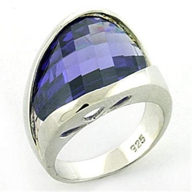 LOAS777 - Rhodium 925 Sterling Silver Ring with AAA Grade CZ  in Amethyst