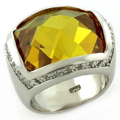 LOAS820 - Rhodium 925 Sterling Silver Ring with AAA Grade CZ  in Topaz