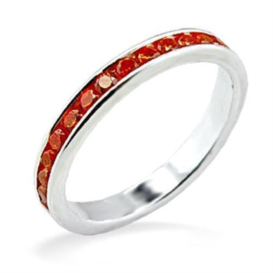 LOAS829 - High-Polished 925 Sterling Silver Ring with AAA Grade CZ  in Orange