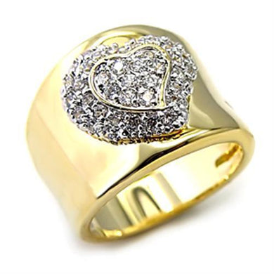 LOAS830 - Gold+Rhodium 925 Sterling Silver Ring with AAA Grade CZ  in Clear